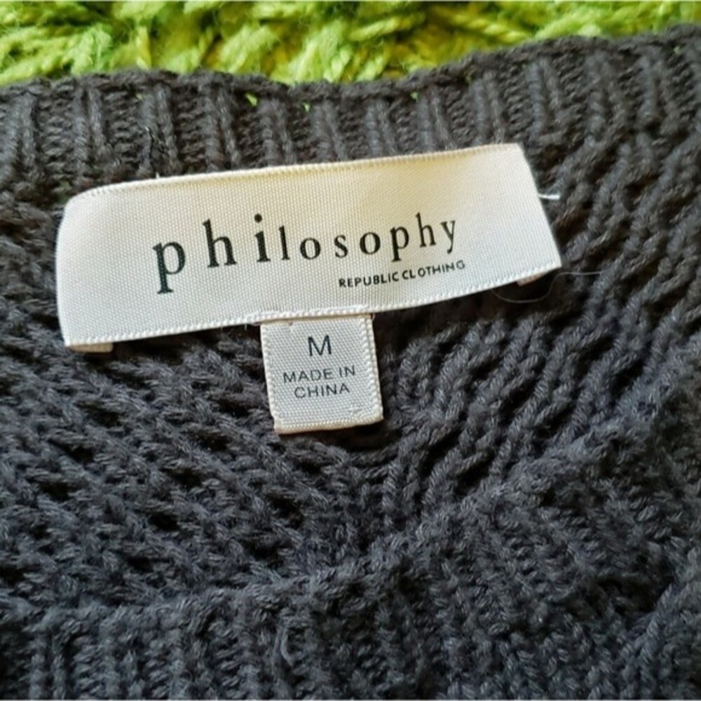 Philosophy Dark Brown Studded Sweater - M - Picture 9 of 10
